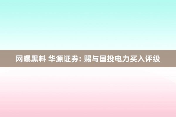 网曝黑料 华源证券: 赐与国投电力买入评级